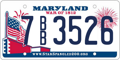 MD license plate 7BB3526