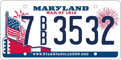 MD license plate 7BB3532
