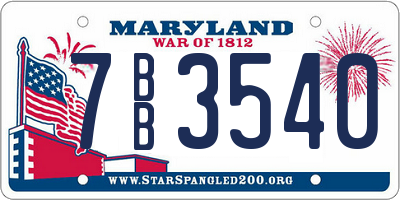 MD license plate 7BB3540