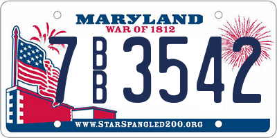 MD license plate 7BB3542