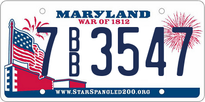 MD license plate 7BB3547
