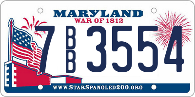 MD license plate 7BB3554