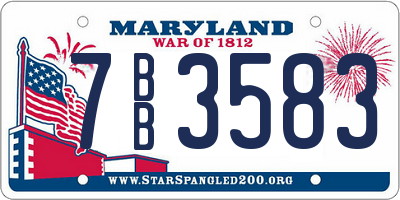 MD license plate 7BB3583
