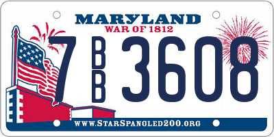 MD license plate 7BB3608