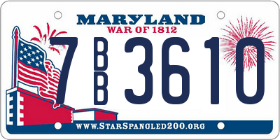 MD license plate 7BB3610