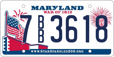 MD license plate 7BB3618