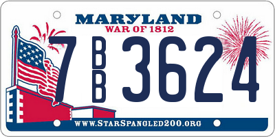 MD license plate 7BB3624
