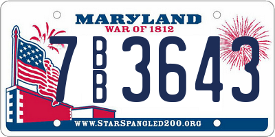 MD license plate 7BB3643
