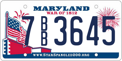 MD license plate 7BB3645
