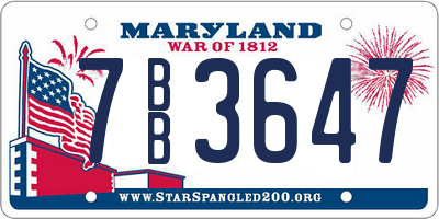 MD license plate 7BB3647