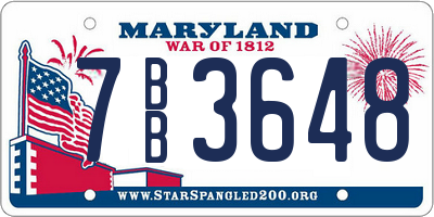 MD license plate 7BB3648