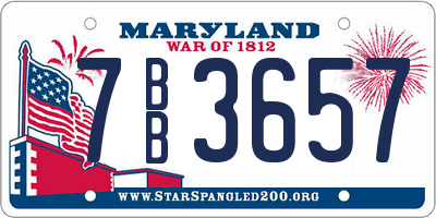 MD license plate 7BB3657