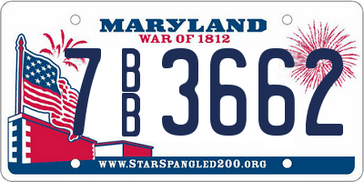 MD license plate 7BB3662