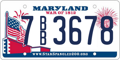 MD license plate 7BB3678
