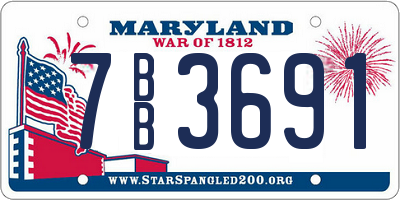 MD license plate 7BB3691