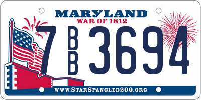 MD license plate 7BB3694