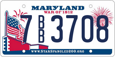 MD license plate 7BB3708