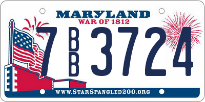MD license plate 7BB3724