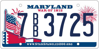 MD license plate 7BB3725