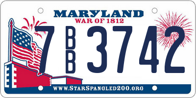 MD license plate 7BB3742