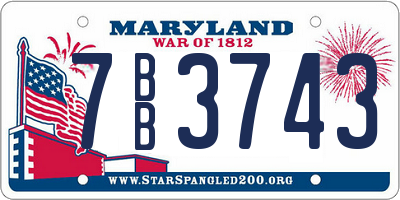 MD license plate 7BB3743