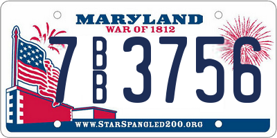 MD license plate 7BB3756