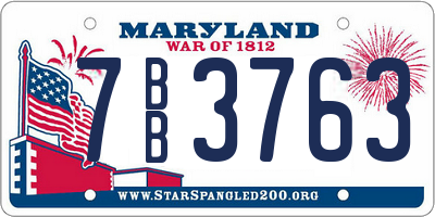 MD license plate 7BB3763