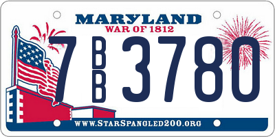MD license plate 7BB3780