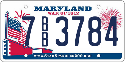 MD license plate 7BB3784
