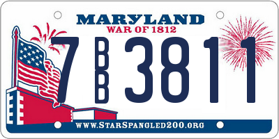 MD license plate 7BB3811