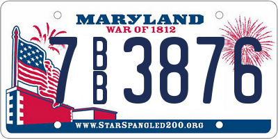 MD license plate 7BB3876
