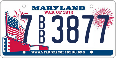 MD license plate 7BB3877