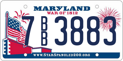MD license plate 7BB3883