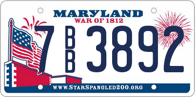 MD license plate 7BB3892