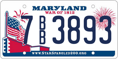 MD license plate 7BB3893
