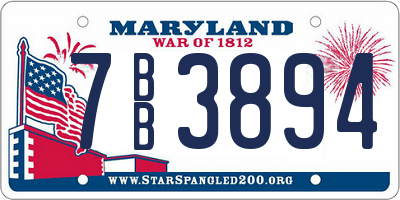 MD license plate 7BB3894