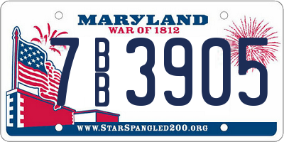 MD license plate 7BB3905