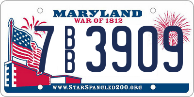 MD license plate 7BB3909