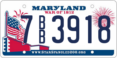 MD license plate 7BB3918