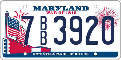 MD license plate 7BB3920