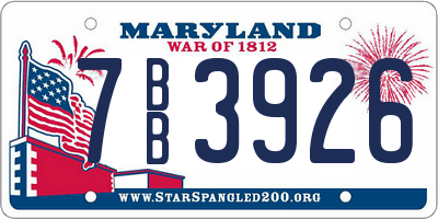 MD license plate 7BB3926