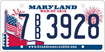 MD license plate 7BB3928