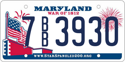 MD license plate 7BB3930