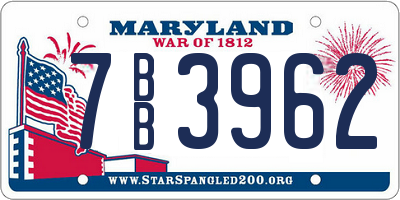 MD license plate 7BB3962