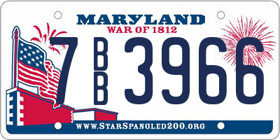 MD license plate 7BB3966