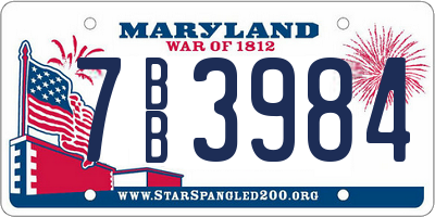 MD license plate 7BB3984