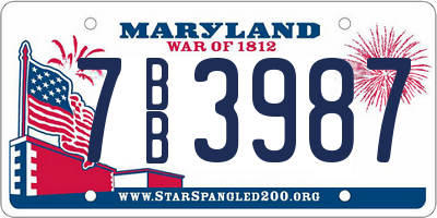 MD license plate 7BB3987