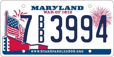 MD license plate 7BB3994