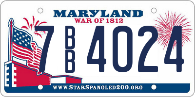 MD license plate 7BB4024