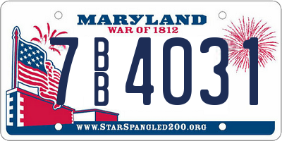 MD license plate 7BB4031